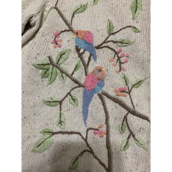 Crazy Horse-Liz Claiborne Silk Wool Embroidered Cardigan-Sz XL-Grandma-Retro - Picture 7 of 9
